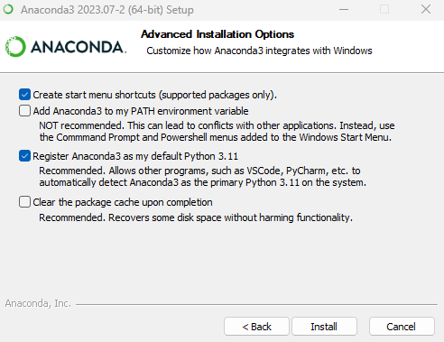 Opções avançadas de instalação do Anaconda