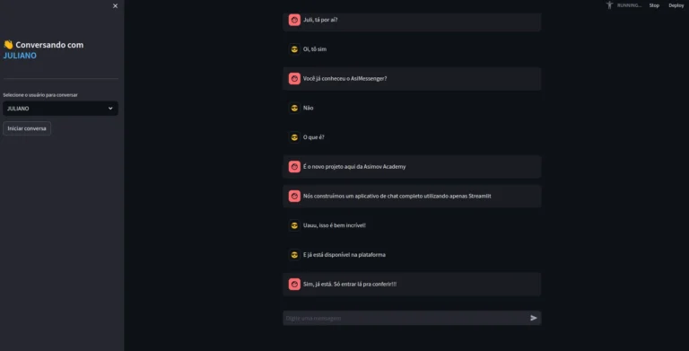 Projeto AsiMessenger - Desenvolvendo um sistema de chat com Streamlit